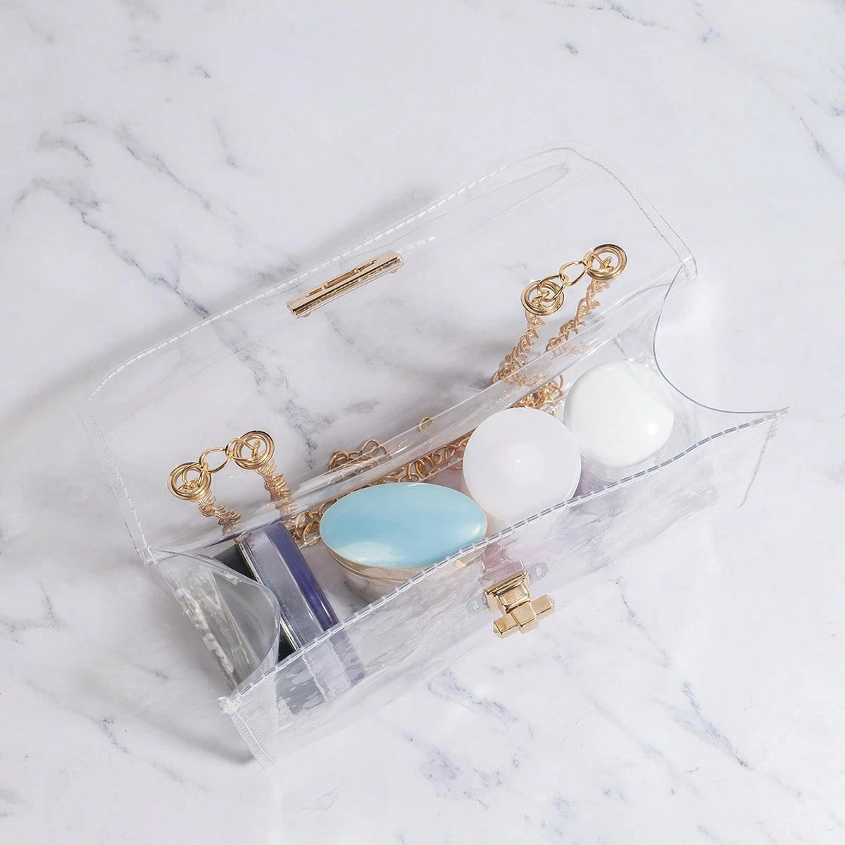 Concert Premium Transparent Underarm Bag, Lock Closure Small Square Bag, Commute Versatile Crossbody Bag, Minimalist Handheld Shoulder Bag, Makeup Bag