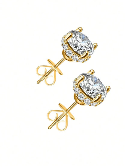 ConiiW S925 Moissanite 4-Prong Earrings, Classic Elegant Design For Men & Women, Suitable For Couples, Travel, Dates, Dinners, Gifts For Anniversary, Birthday, Wedding, Proposal, Jewelry