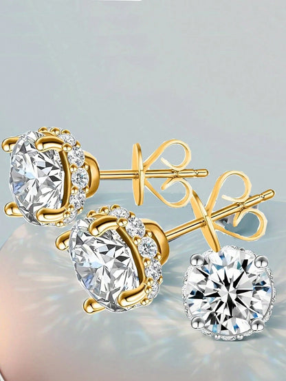 ConiiW S925 Moissanite 4-Prong Earrings, Classic Elegant Design For Men & Women, Suitable For Couples, Travel, Dates, Dinners, Gifts For Anniversary, Birthday, Wedding, Proposal, Jewelry