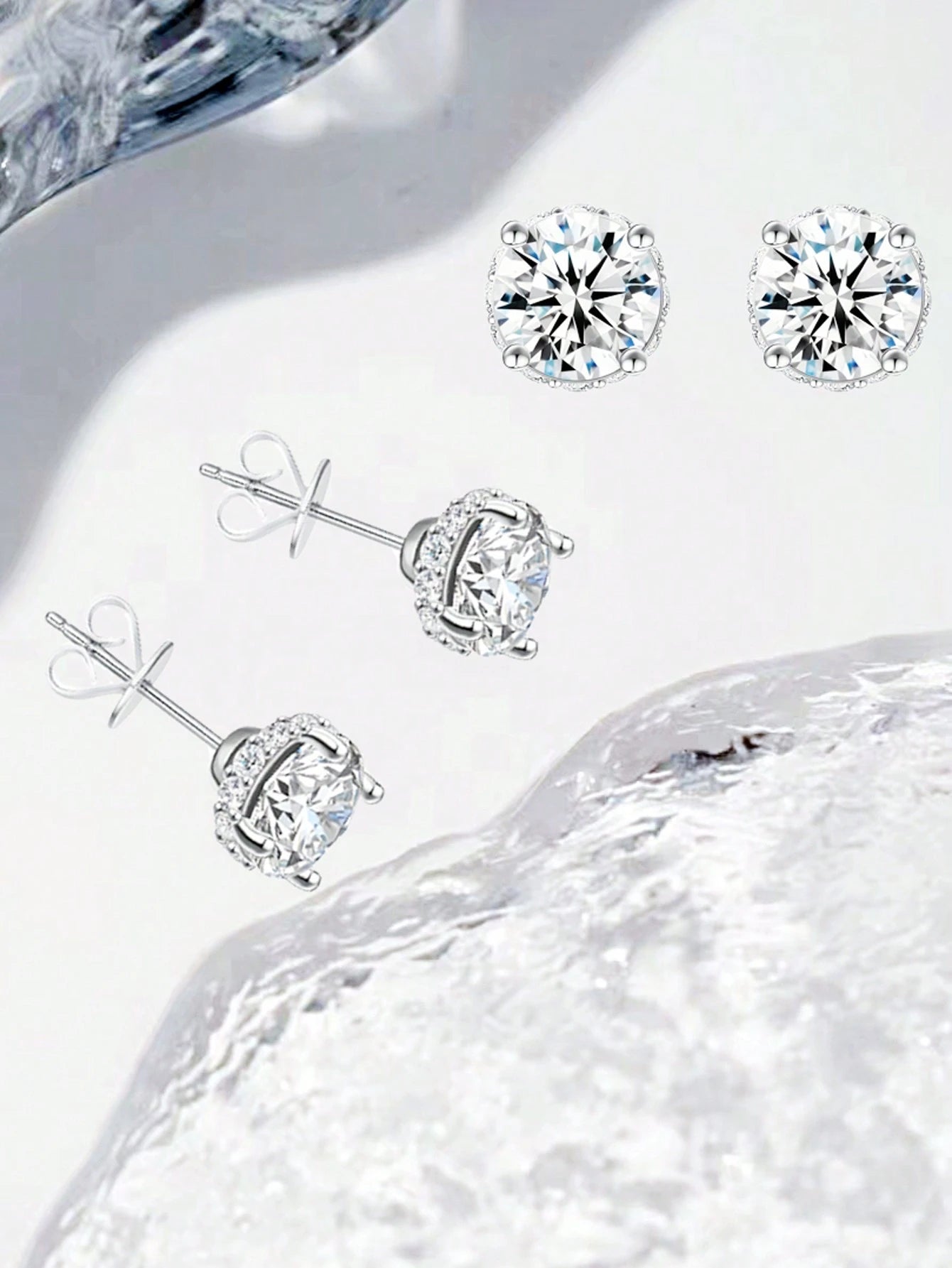 ConiiW S925 Moissanite 4-Prong Earrings, Classic Elegant Design For Men & Women, Suitable For Couples, Travel, Dates, Dinners, Gifts For Anniversary, Birthday, Wedding, Proposal, Jewelry