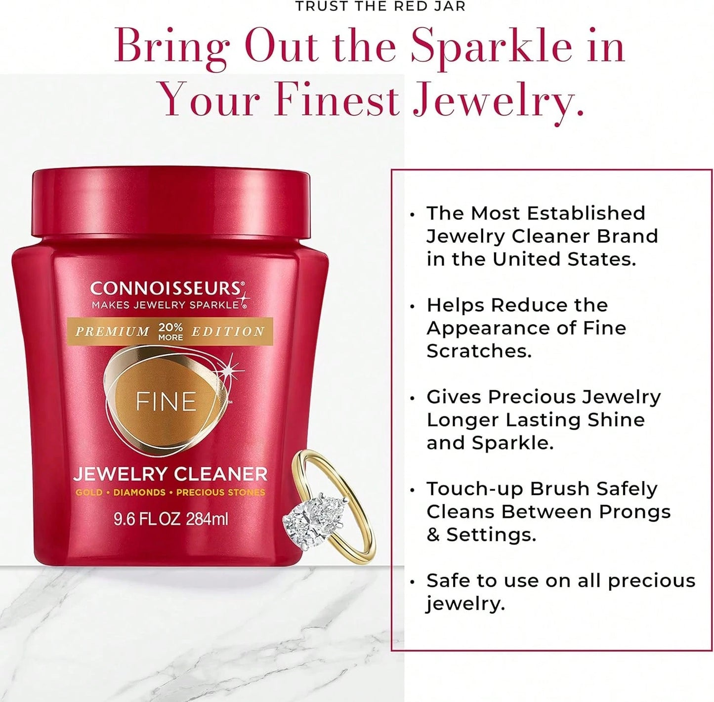 CONNOISSEURS Premium Edition Jewelry Cleaner, Value Size 9.6oz - Pick From Fine, Silver Or Delicate Jewelry Cleaner