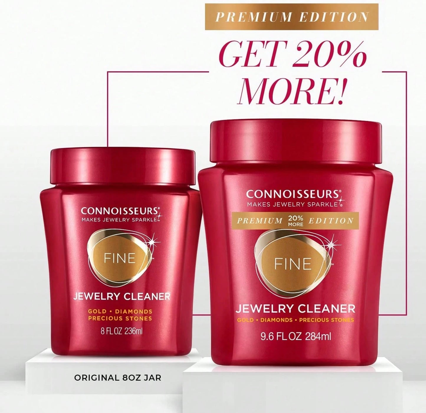 CONNOISSEURS Premium Edition Jewelry Cleaner, Value Size 9.6oz - Pick From Fine, Silver Or Delicate Jewelry Cleaner