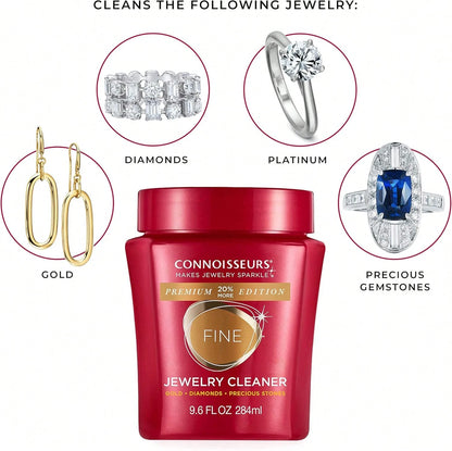 CONNOISSEURS Premium Edition Jewelry Cleaner, Value Size 9.6oz - Pick From Fine, Silver Or Delicate Jewelry Cleaner