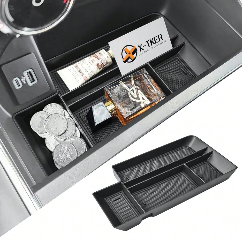 Console Organizer Tray Compatible With Ford F150 2021-2025 2026 & Lightning XLT 2022 2023 2024 Truck Accessories- ABS Insert Storage Box Front Console Open Pocket Drop-In Compartment