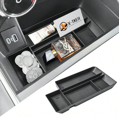 Console Organizer Tray Compatible With Ford F150 2021-2025 2026 & Lightning XLT 2022 2023 2024 Truck Accessories- ABS Insert Storage Box Front Console Open Pocket Drop-In Compartment