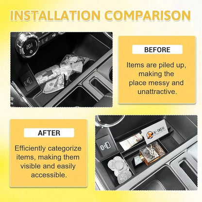 Console Organizer Tray Compatible With Ford F150 2021-2025 2026 & Lightning XLT 2022 2023 2024 Truck Accessories- ABS Insert Storage Box Front Console Open Pocket Drop-In Compartment