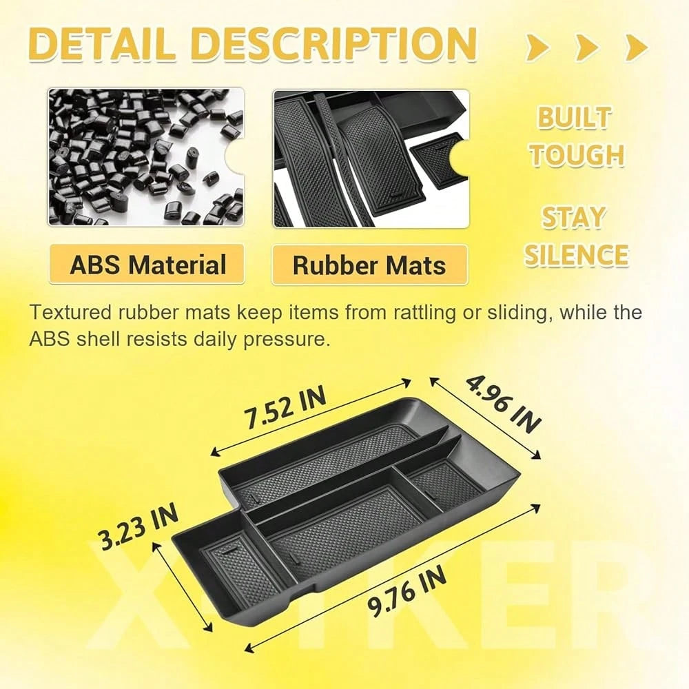 Console Organizer Tray Compatible With Ford F150 2021-2025 2026 & Lightning XLT 2022 2023 2024 Truck Accessories- ABS Insert Storage Box Front Console Open Pocket Drop-In Compartment