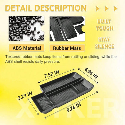 Console Organizer Tray Compatible With Ford F150 2021-2025 2026 & Lightning XLT 2022 2023 2024 Truck Accessories- ABS Insert Storage Box Front Console Open Pocket Drop-In Compartment