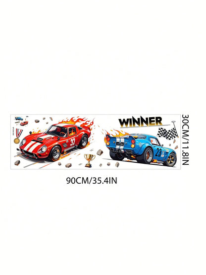 Cool Racing Car Wall Decals Self-Adhesive Home Decor Stickers For Boys Study Room Living Room Furniture Beautification