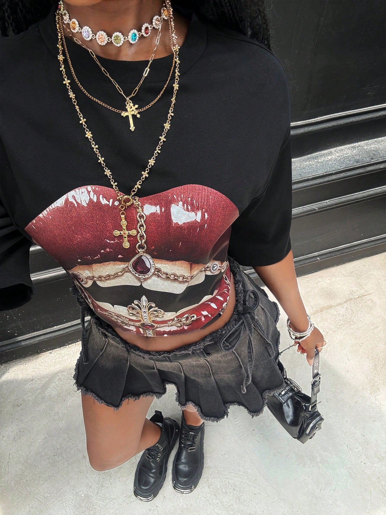 Coolane Coolgirl Women's & Men's Summer Streetwear Couple Costumes Hip-Hop Graphics Black Oversized T-Shirt