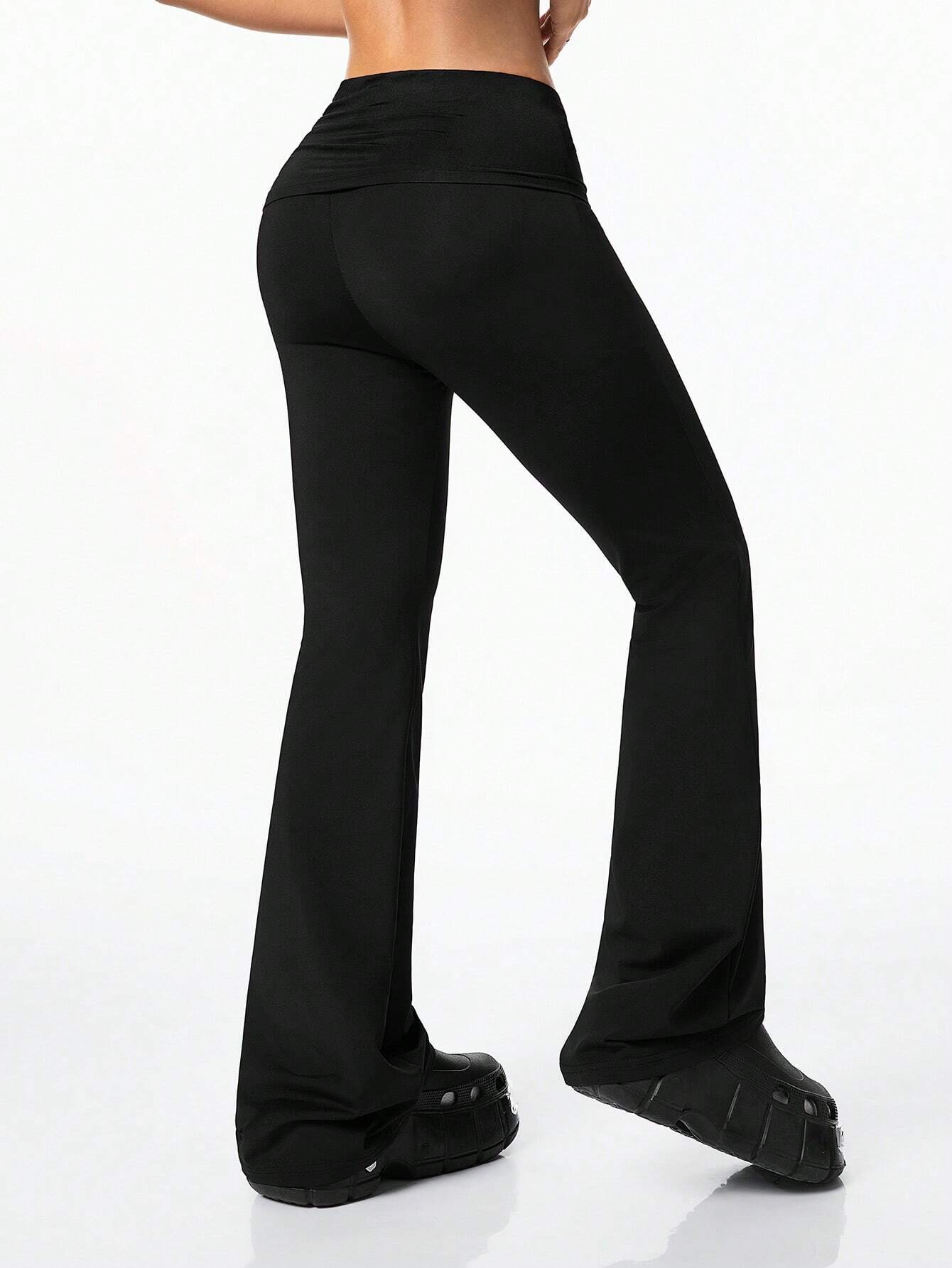 Coolane Women's Vintage Side Drawstring Streetwear Y2K Slim Fit Flare Leg Black Pants
