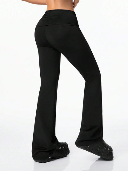 Coolane Women's Vintage Side Drawstring Streetwear Y2K Slim Fit Flare Leg Black Pants
