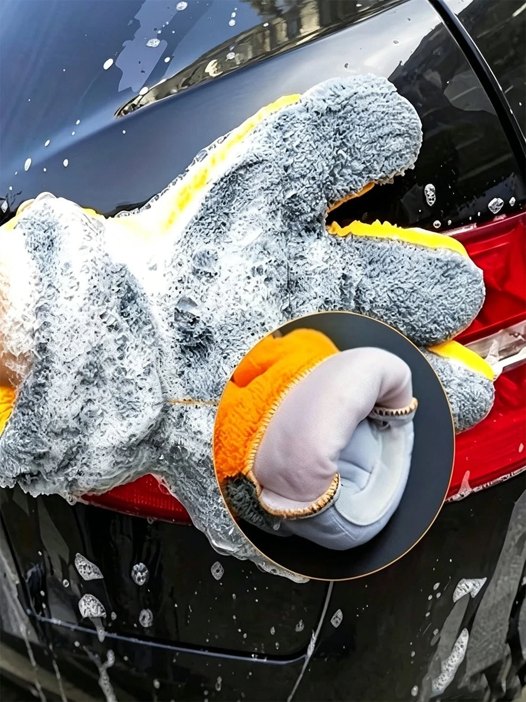 Coral Fleece Car Wash Mitt- Scratch-Free Microfiber, Reusable And Soft Absorbent Five-Finger Design, Suitable For Car Detailing, Dusting, Manual Cleaning Tool, Car Cleaning Accessories