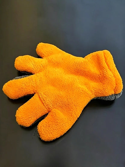 Coral Fleece Car Wash Mitt- Scratch-Free Microfiber, Reusable And Soft Absorbent Five-Finger Design, Suitable For Car Detailing, Dusting, Manual Cleaning Tool, Car Cleaning Accessories