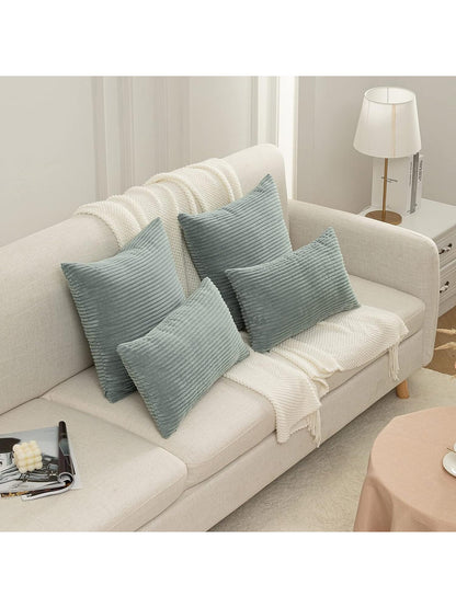 Corduroy Cushion Covers, Decorative, Soft, For The Sofa, Armchair, Home, Bedroom, Set Of 4, 40 X 40 Cm, Sage Green Series