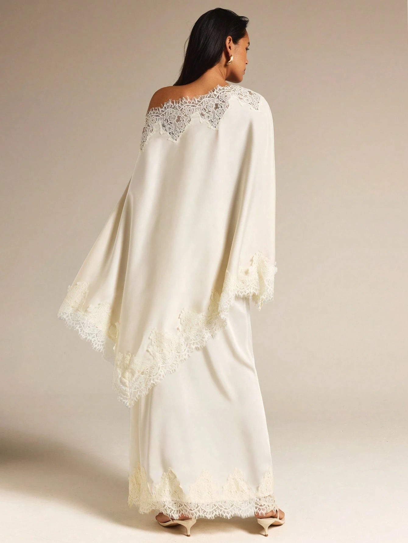COSMINA Women's Lace Patchwork Asymmetric Shoulder Casual Elegant Romantic Versatile Daily Tea Party Outing Shirt Cream White Autumn