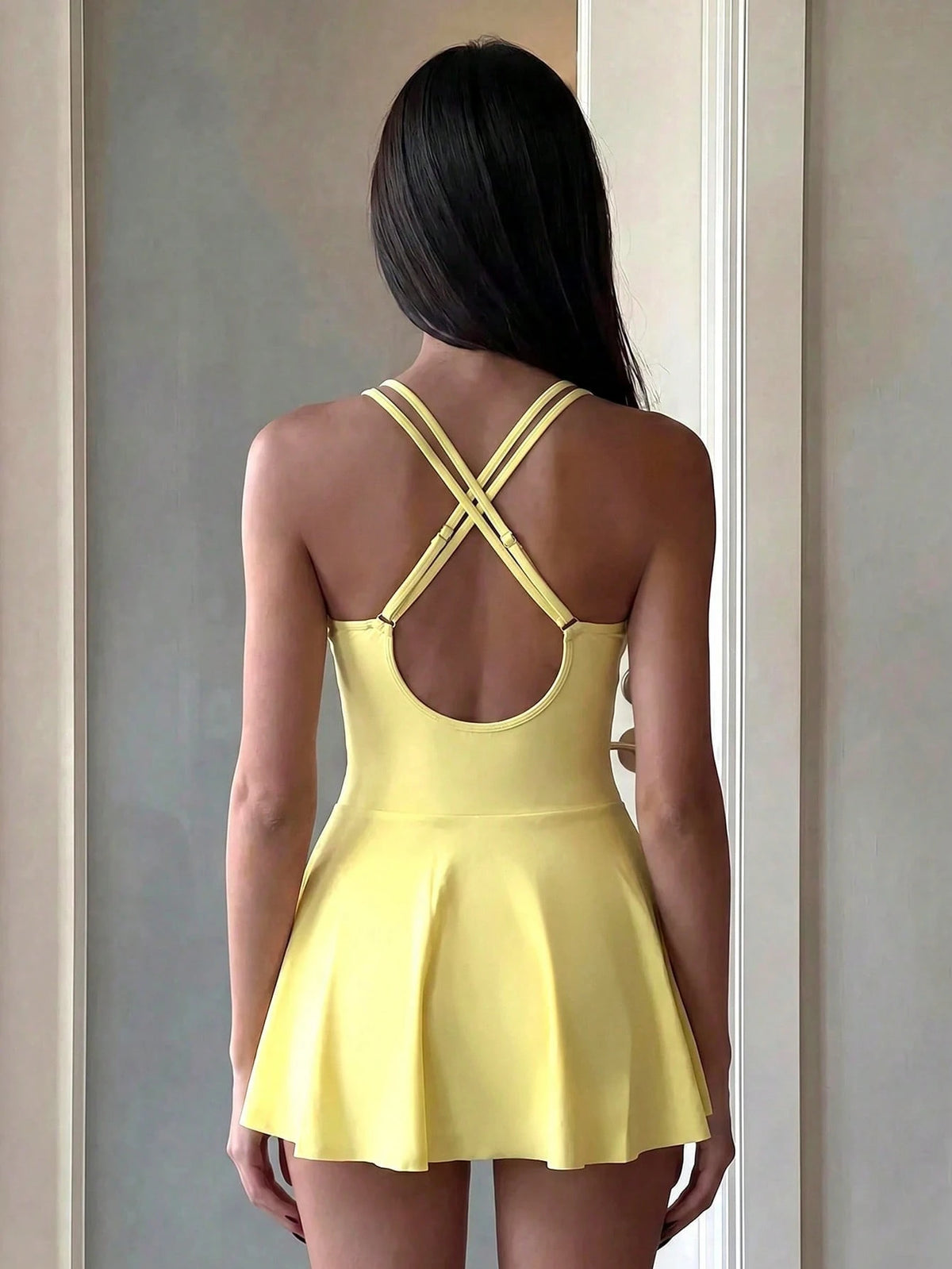 Costavie Women's New Arrival One-Piece Swimsuit With Adjustable Straps, Yellow, For Beach Beach Vacation Vacation, Spring/Summer Elegant