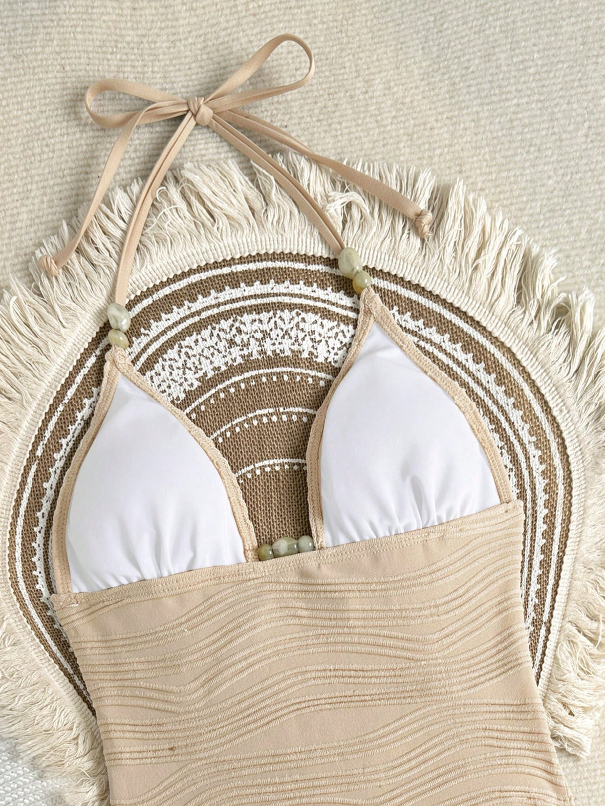 Costavie Women's Summer Beach Solid Color Halter Tankini Two-Piece Swimsuit Set