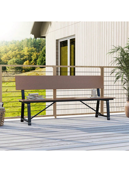 COSTWAY 1/2 PCS 4-Person Bench With All-Weather HDPE Seat & Back Heavy-Duty Metal Support