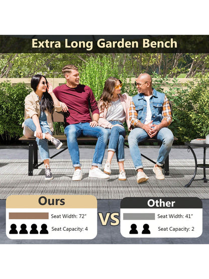 COSTWAY 1/2 PCS 4-Person Bench With All-Weather HDPE Seat & Back Heavy-Duty Metal Support