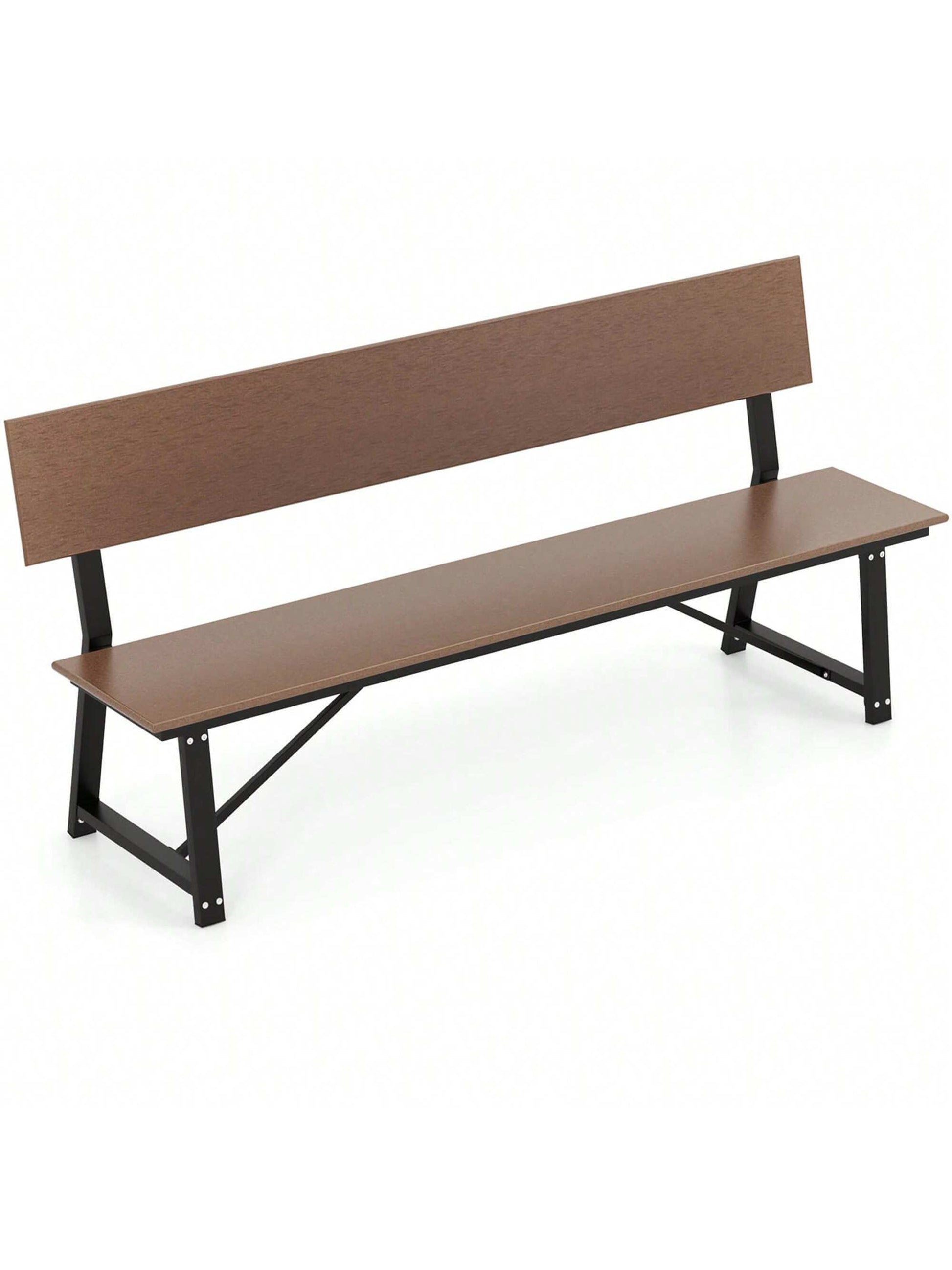COSTWAY 1/2 PCS 4-Person Bench With All-Weather HDPE Seat & Back Heavy-Duty Metal Support