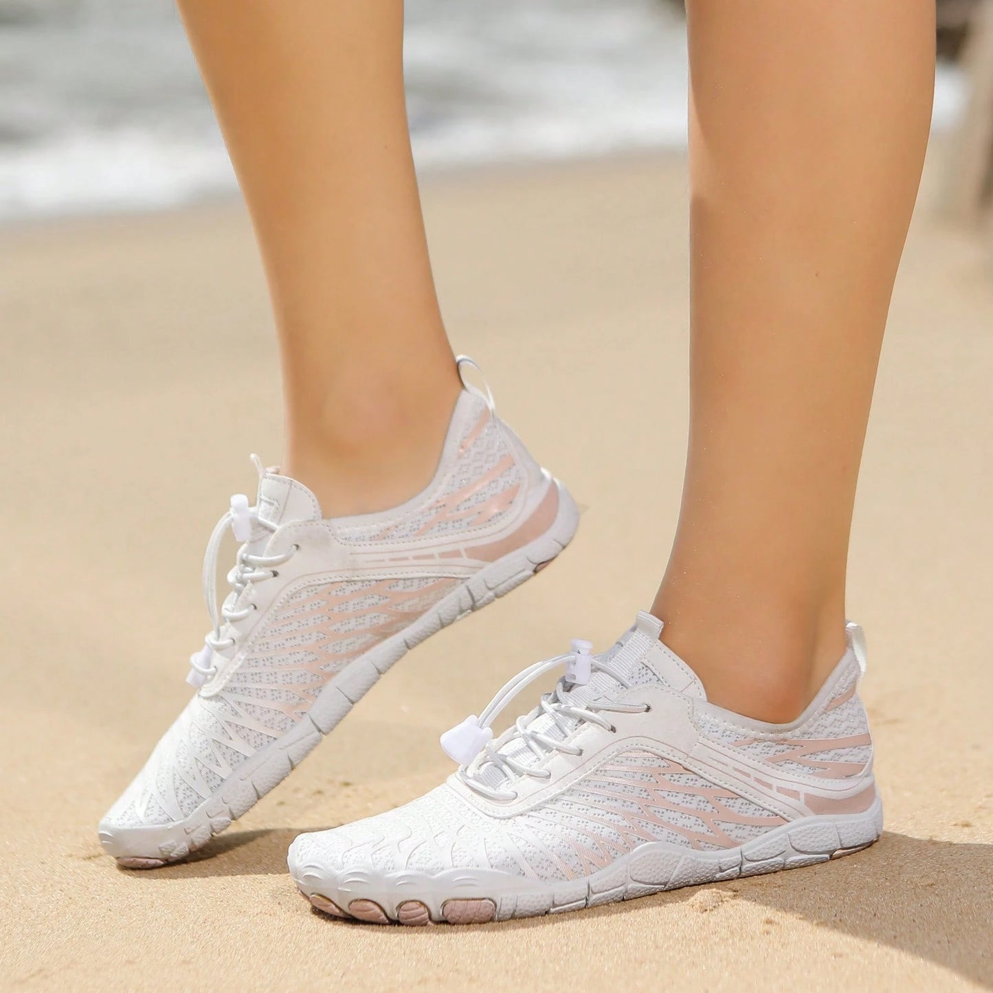Couples Water Shoes Non-Slip Five Finger Shoes For Men Women Outdoor Beach Swim Shoes Quick Dry Aqua Sneakers For Surf Hiking Kayaking Trekking Climbing