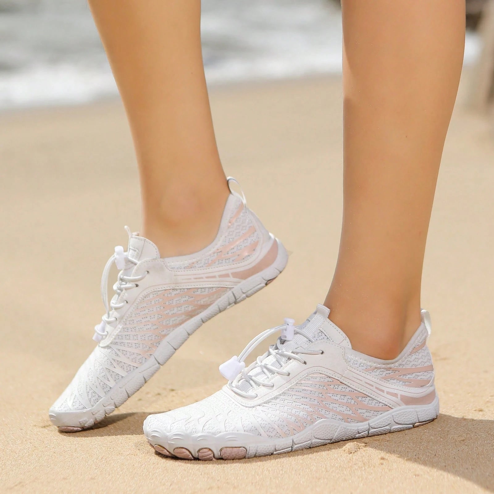 Couples Water Shoes Non-Slip Five Finger Shoes For Men Women Outdoor Beach Swim Shoes Quick Dry Aqua Sneakers For Surf Hiking Kayaking Trekking Climbing