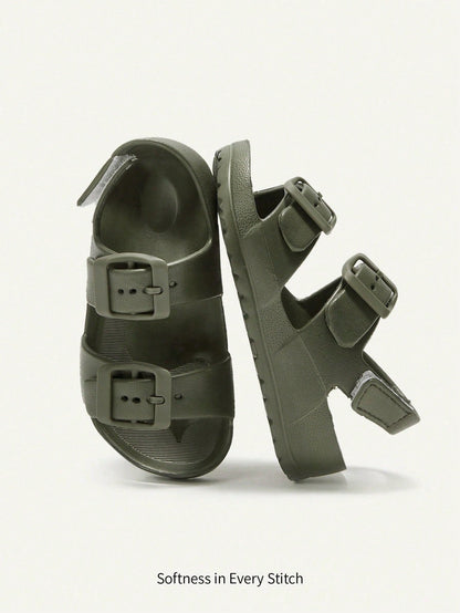 Cozy Pixies 1 Pair Of Beach Vacation Summer Cute Army Green Children's EVA Slippers, Light, Comfortable, Wear-Resistant, Both Inside And Outside Wear, Both Boys And Girls Can Wear