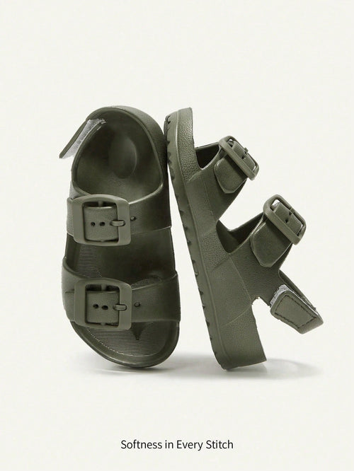 Cozy Pixies 1 Pair Of Beach Vacation Summer Cute Army Green Children's EVA Slippers, Light, Comfortable, Wear-Resistant, Both Inside And Outside Wear, Both Boys And Girls Can Wear