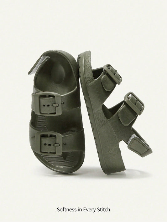 Cozy Pixies 1 Pair Of Beach Vacation Summer Cute Army Green Children's EVA Slippers, Light, Comfortable, Wear-Resistant, Both Inside And Outside Wear, Both Boys And Girls Can Wear