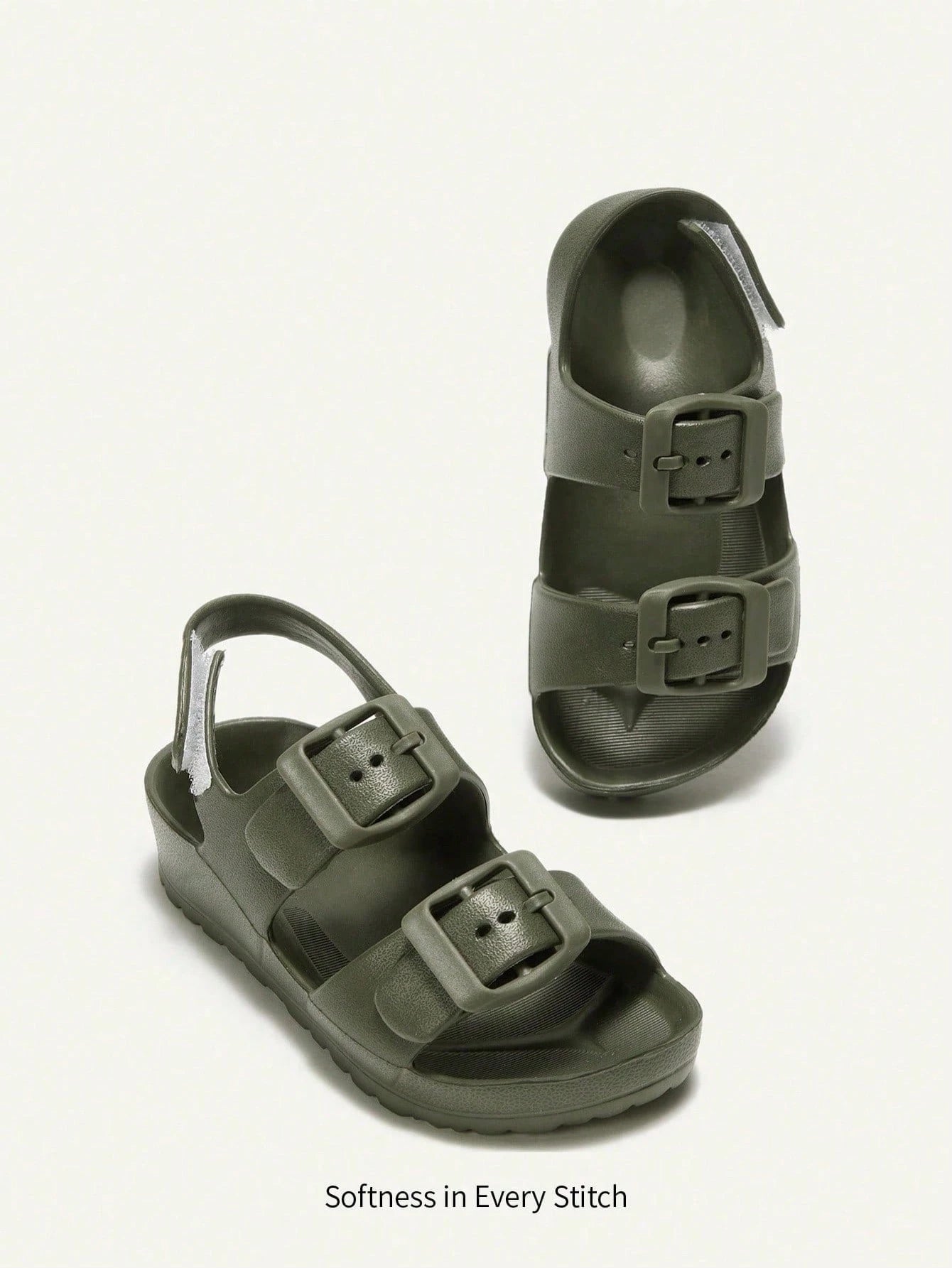 Cozy Pixies 1 Pair Of Beach Vacation Summer Cute Army Green Children's EVA Slippers, Light, Comfortable, Wear-Resistant, Both Inside And Outside Wear, Both Boys And Girls Can Wear