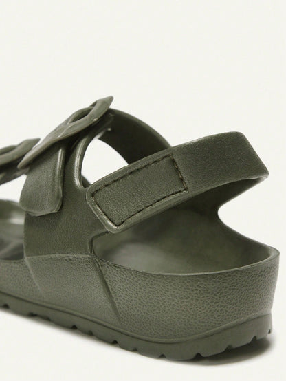 Cozy Pixies 1 Pair Of Beach Vacation Summer Cute Army Green Children's EVA Slippers, Light, Comfortable, Wear-Resistant, Both Inside And Outside Wear, Both Boys And Girls Can Wear