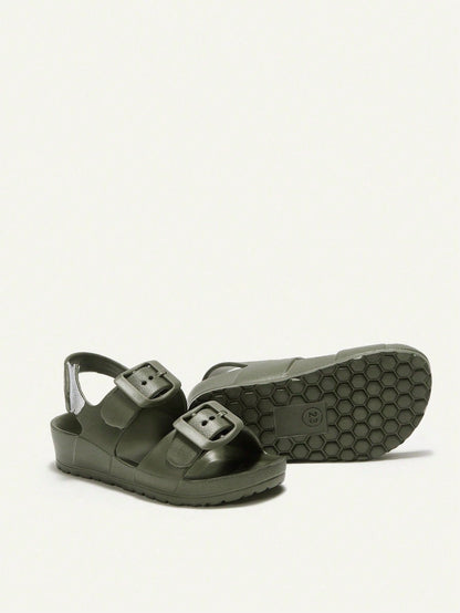 Cozy Pixies 1 Pair Of Beach Vacation Summer Cute Army Green Children's EVA Slippers, Light, Comfortable, Wear-Resistant, Both Inside And Outside Wear, Both Boys And Girls Can Wear