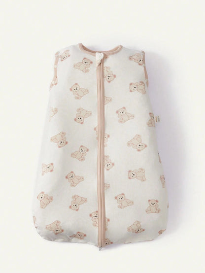 Cozy Pixies 1-Piece Baby Sleeping Bag, Cartoon Bear Pattern, Detachable Sleeves, Comfortable And Soft, Suitable For Gift Giving And Newborn Gift Sleeping Bag, Certified By Oeko-Tex