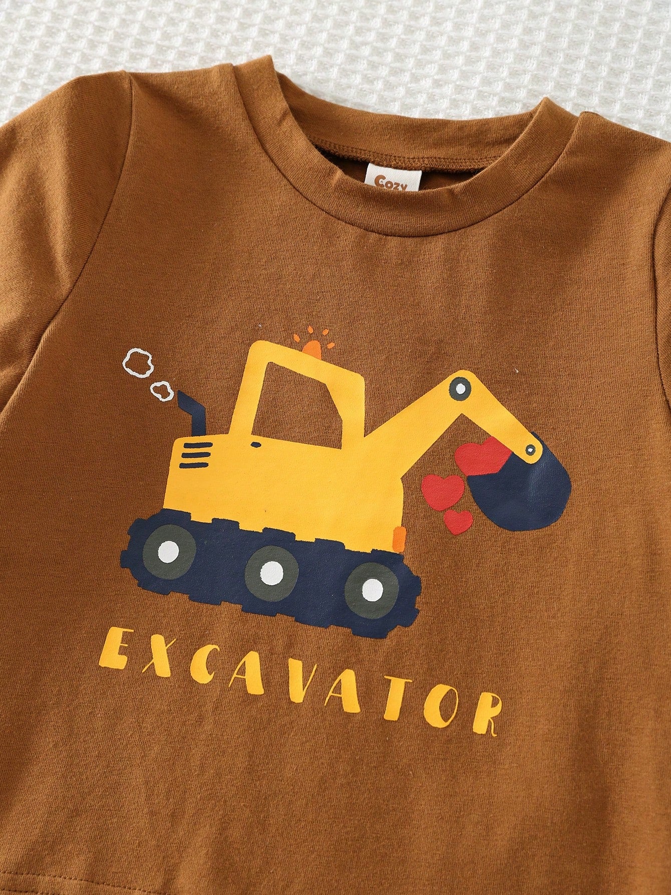 Cozy Pixies 2pcs Baby/Toddler Cute Cartoon Knit Soft Comfortable Summer T-Shirt And Shorts Set, Casual Outfit