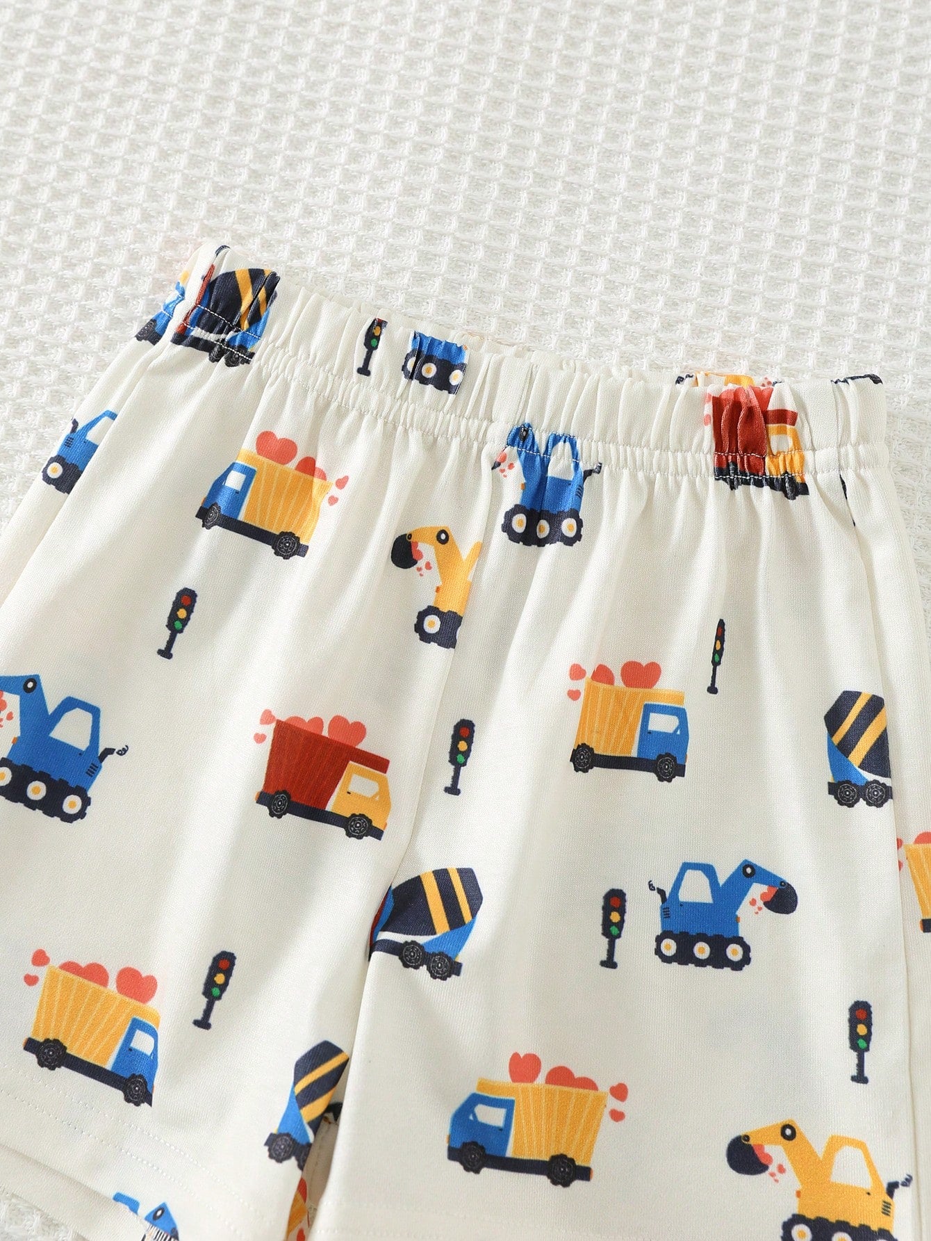 Cozy Pixies 2pcs Baby/Toddler Cute Cartoon Knit Soft Comfortable Summer T-Shirt And Shorts Set, Casual Outfit