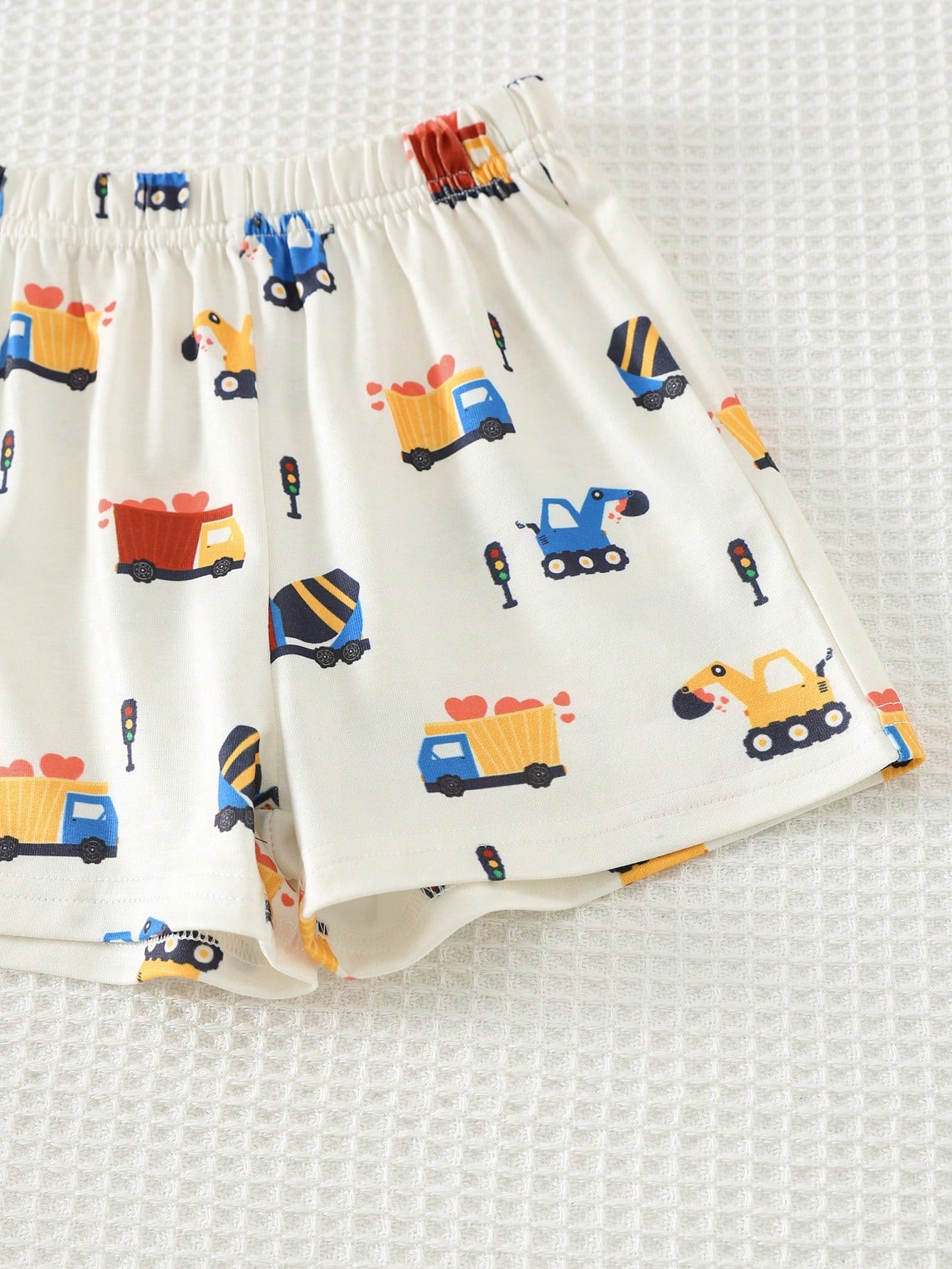 Cozy Pixies 2pcs Baby/Toddler Cute Cartoon Knit Soft Comfortable Summer T-Shirt And Shorts Set, Casual Outfit