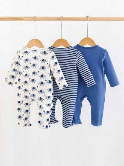 Cozy Pixies 3pcs Newborn Baby Girl Set: Cartoon Bear Print Knit Soft Round Neck Long Sleeve Bodysuit & Pants Graphic,Kids