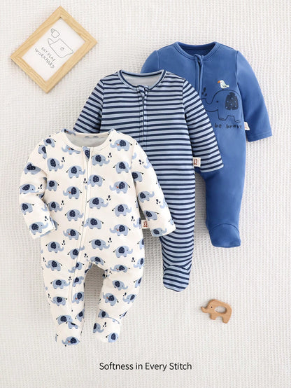 Cozy Pixies 3pcs Newborn Baby Girl Set: Cartoon Bear Print Knit Soft Round Neck Long Sleeve Bodysuit & Pants Graphic,Kids