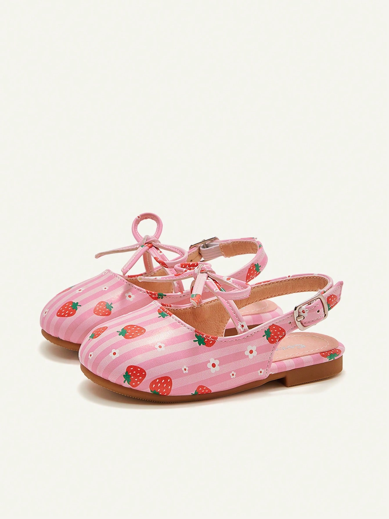 Cozy Pixies A Pair Of Fashion Versatile Casual Fun Strawberry Flower Pink Cute Bow Princess Wind Pastoral Party Girls Baby Flat Sandals Suitable For Summer Mother's Day Holiday Season Valentine's Day