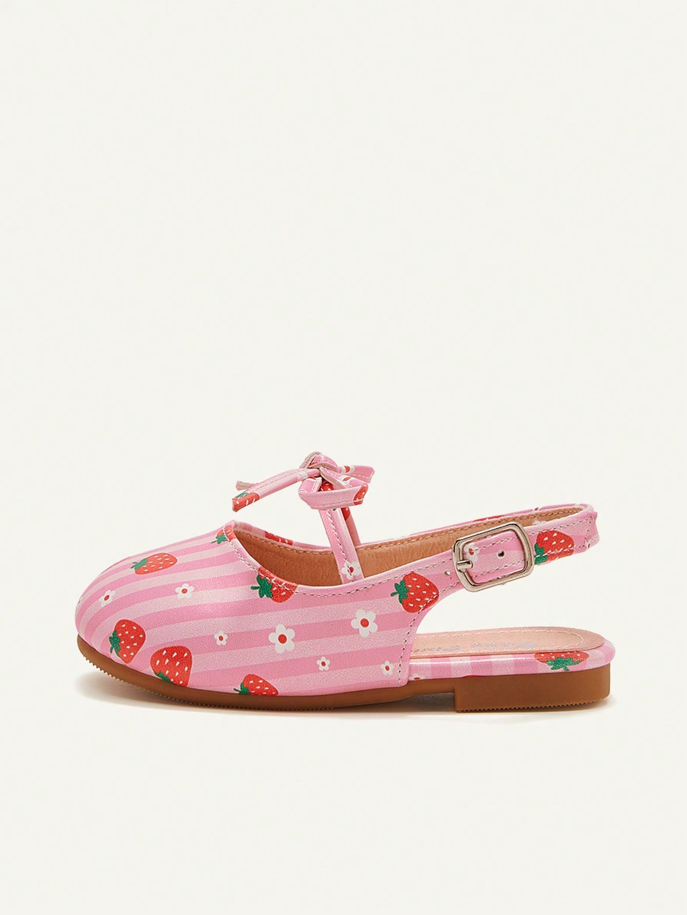 Cozy Pixies A Pair Of Fashion Versatile Casual Fun Strawberry Flower Pink Cute Bow Princess Wind Pastoral Party Girls Baby Flat Sandals Suitable For Summer Mother's Day Holiday Season Valentine's Day