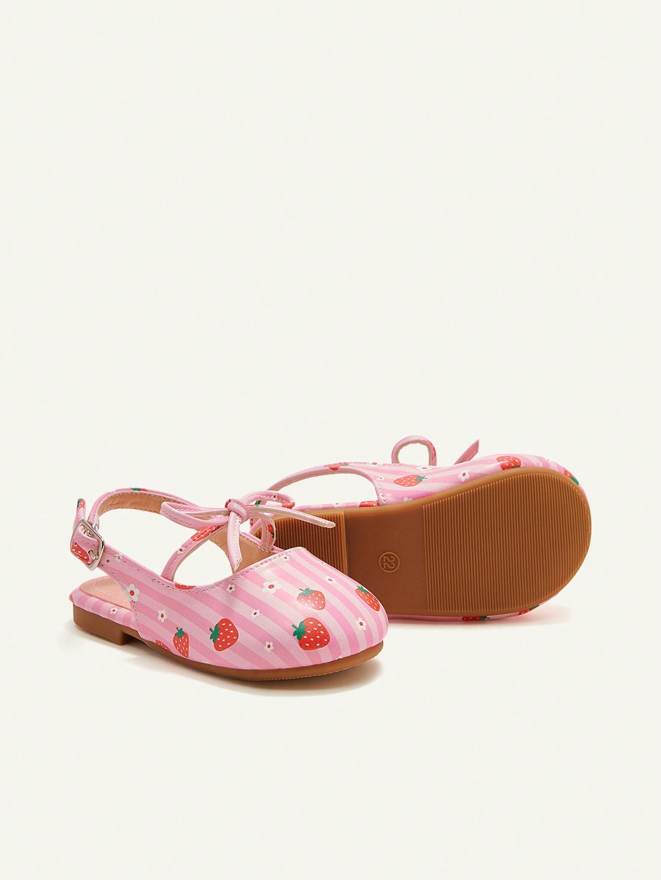 Cozy Pixies A Pair Of Fashion Versatile Casual Fun Strawberry Flower Pink Cute Bow Princess Wind Pastoral Party Girls Baby Flat Sandals Suitable For Summer Mother's Day Holiday Season Valentine's Day