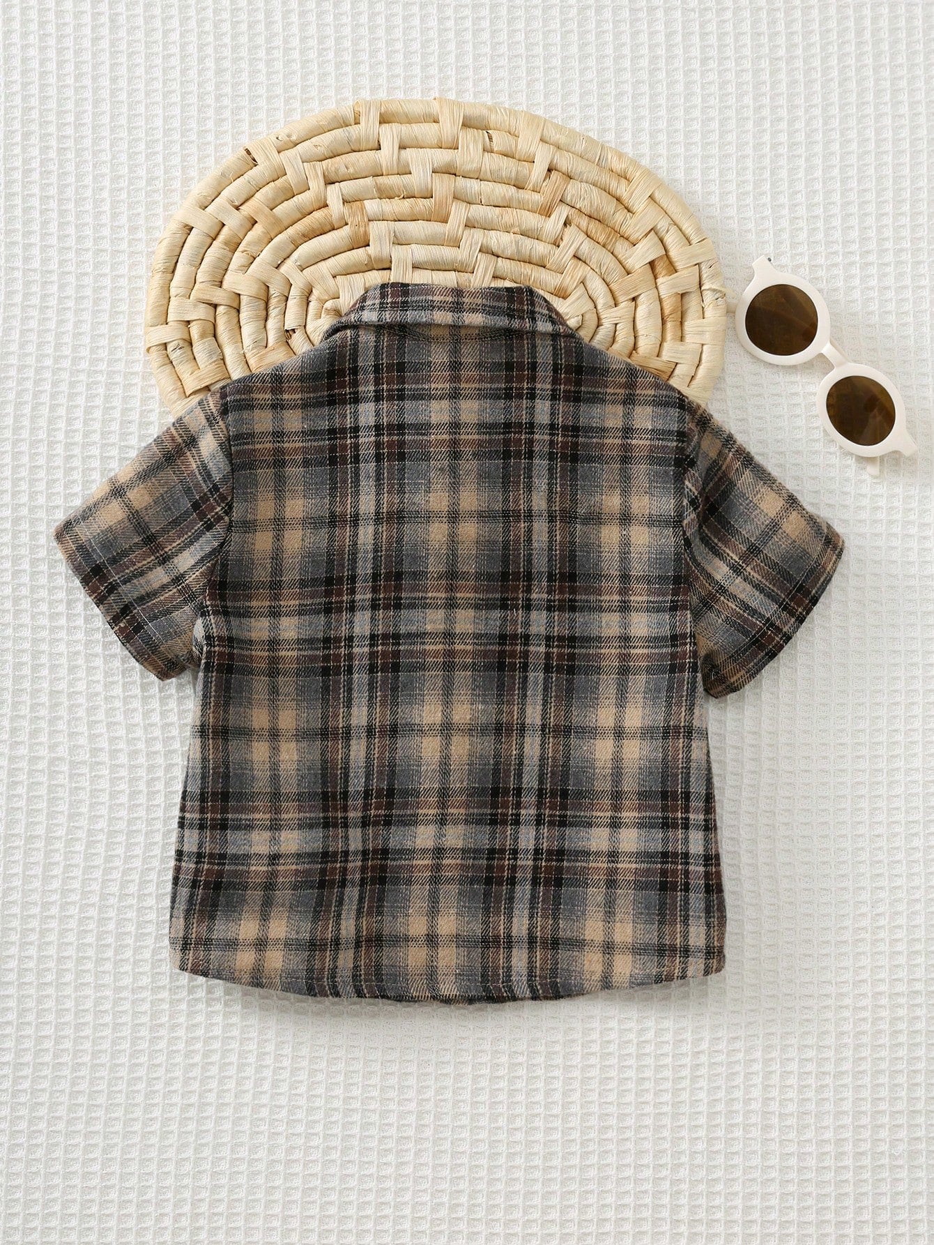 Cozy Pixies Baby Boy Colorful Plaid Collar Long Sleeve Button-Up Shirt Toddler Collared Button Up Checkered 3 Year Old Tan Short Brown Ups Cotton Clothes,Kids