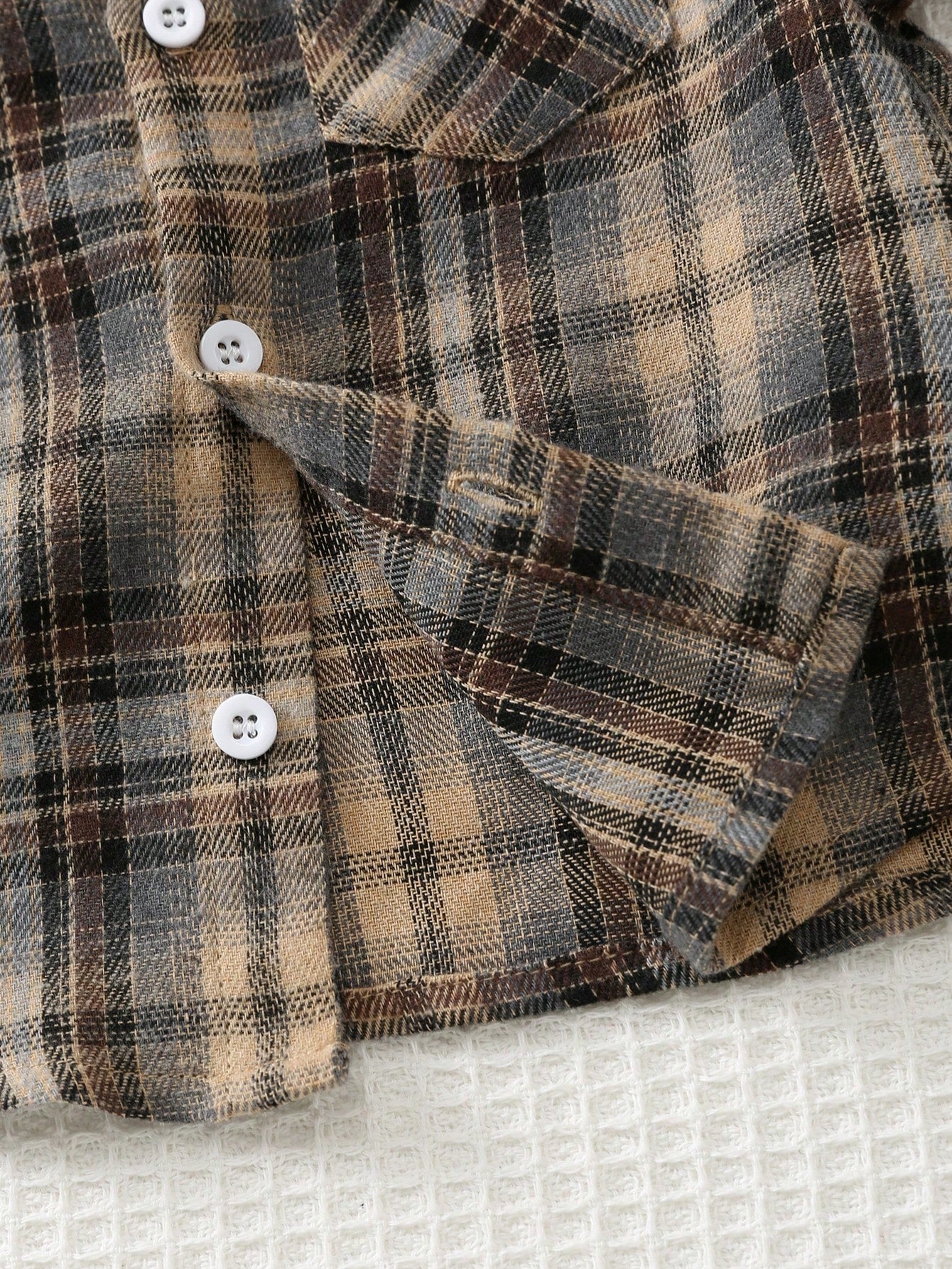 Cozy Pixies Baby Boy Colorful Plaid Collar Long Sleeve Button-Up Shirt Toddler Collared Button Up Checkered 3 Year Old Tan Short Brown Ups Cotton Clothes,Kids