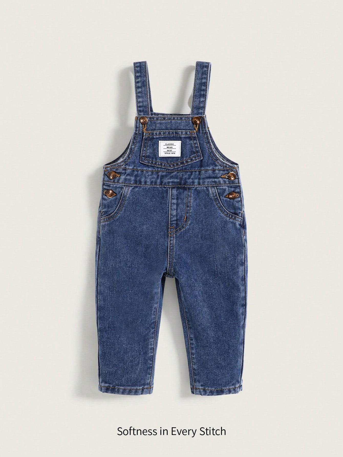 Cozy Pixies Baby Boys' Casual Patched Pocket Overalls Denim Jumpsuit With Multiple Pockets,Kids Back To School Clothes Outfits
