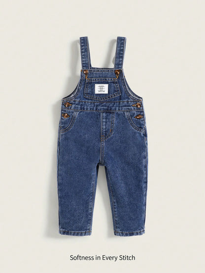 Cozy Pixies Baby Boys' Casual Patched Pocket Overalls Denim Jumpsuit With Multiple Pockets,Kids Back To School Clothes Outfits