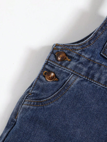 Cozy Pixies Baby Boys' Casual Patched Pocket Overalls Denim Jumpsuit With Multiple Pockets,Kids Back To School Clothes Outfits