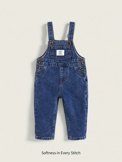 Cozy Pixies Baby Boys' Casual Patched Pocket Overalls Denim Jumpsuit With Multiple Pockets,Kids Back To School Clothes Outfits