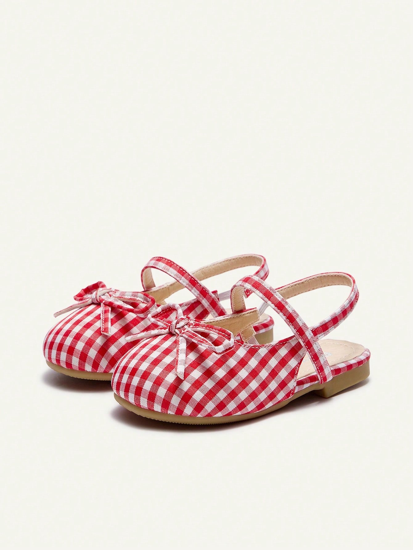 Cozy Pixies Fashionable Versatile Casual Red Plaid Vacation Party Fun Princess Style Cute Bow Mule Shoes Princess Wedding Season College Style Girl Baby Flat