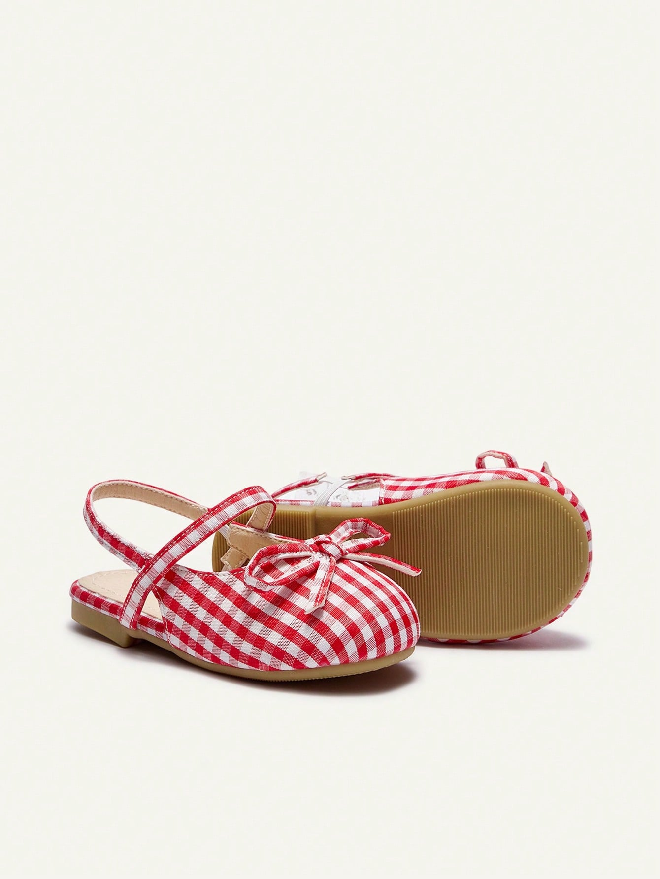 Cozy Pixies Fashionable Versatile Casual Red Plaid Vacation Party Fun Princess Style Cute Bow Mule Shoes Princess Wedding Season College Style Girl Baby Flat